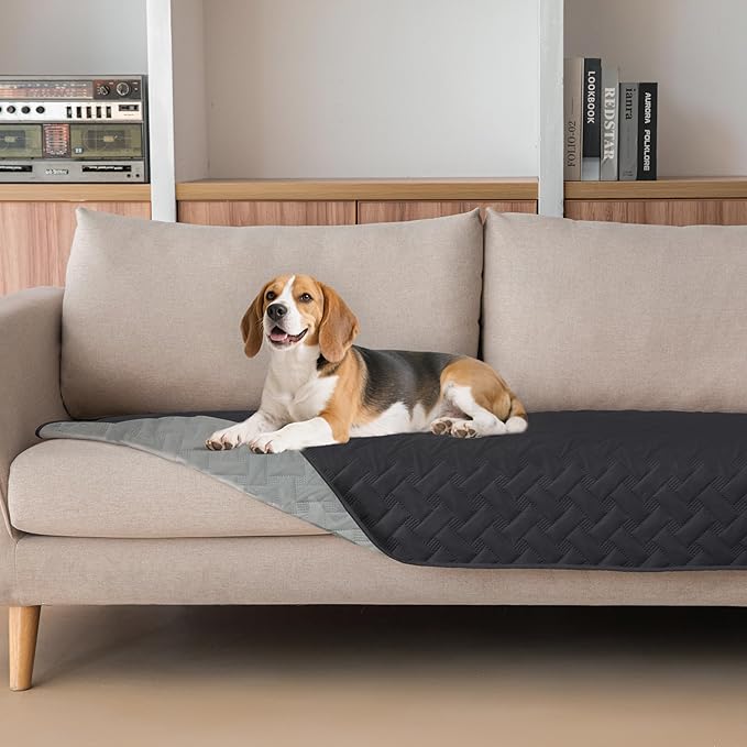gogobunny 100% Double Sided Waterproof Dog Blanket Soft Pet Bed Cover Reversible Protect Furniture Couch Sofa Car for Puppy Cat (Dark Charcoal/Light Charcoal, 30x70 Inch (Pack of 1))