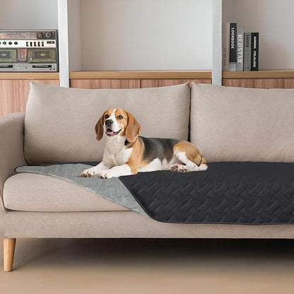 gogobunny 100% Double Sided Waterproof Dog Blanket Soft Pet Bed Cover Reversible Protect Furniture Couch Sofa Car for Puppy Cat (Dark Charcoal/Light Charcoal, 30x70 Inch (Pack of 1))