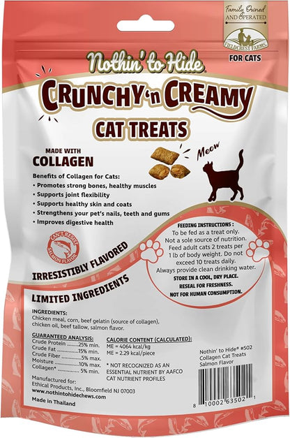 Fieldcrest Farms Nothin’ to Hide Collagen Cat Treats – Crunchy & Creamy Cat Snacks, High-Protein Healthy Treats for Skin, Coat & Joint Support, Salmon Flavor, 3 oz. Bag