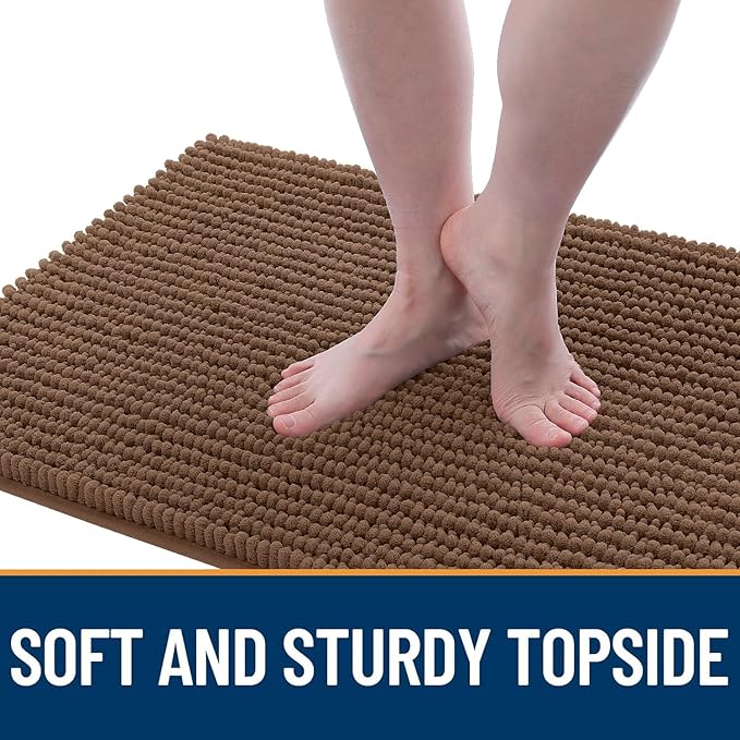 OLANLY Dog Door Mat for Muddy Paws 24x16, Ultra Absorbent Chenille Mud Doormat, Non-Slip Washable and Dirt Trapping Doormat for Indoor Entryway, Quick-Dry Indoor Pet Bed Mats for Dogs, Mocha