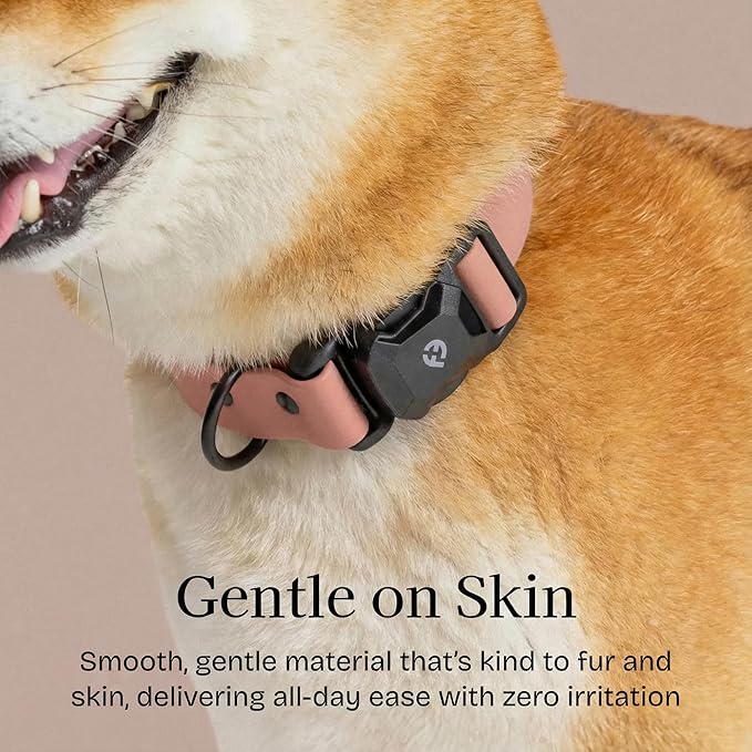 2026 New Edition, Fei & Eve PVC MagEase Dog Collar - Patented Magnetic Buckles | Fur-Safe | 450LB Escape-Proof | Adjustable Fit | Medium (Blush)