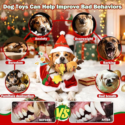 Fuufome Christmas Dog Toys for Large Dogs,Stuffed Plush Squeaky Dog Toys for Small,Medium & Large Breed,Tug of War Plush Toy,Stuffed Toy for Dogs to Keep Them Busy
