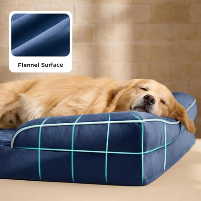 Bedsure XXL Orthopedic Dog Bed for Extra Large Dogs - Washable Giant Dog Cat Bed Waterproof, Comfort Dogs Couch Sofa with Washable Removable Cover, Pet Bed with Nonskid Bottom, Blue Navy, 52"