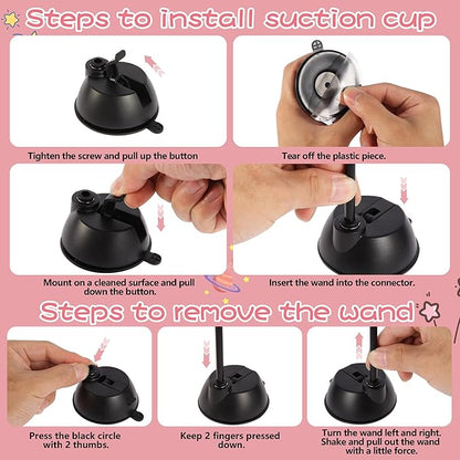 Maiguangta Interactive Bird Simulation Cat Toy Set,Cat Wand Toys,Wand Self-Holding Suction Cups Base,Include Detachable 6 Pcs Replacements Feathers Toys