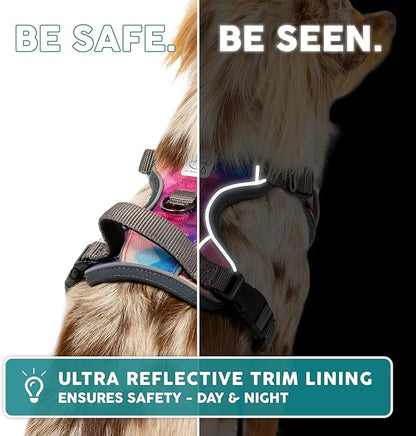 Embark Adventure Dog Harness, Reflective Trim XL Dog Harness for Extra Large Dogs No Pull - Military Grade Nylon, 2 Leash Clips & Gel Lined Handle.
