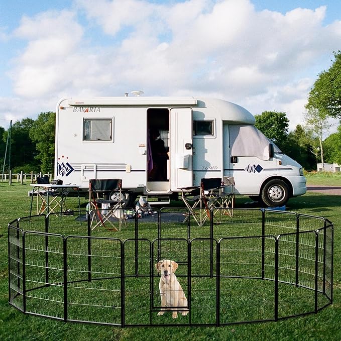 NEWBULIG Dog Playpen 16 Panels 40" Height Foldable Heavy Duty Metal Dog Exercise Playpen Puppy Fence for Indoor Outdoor Yard