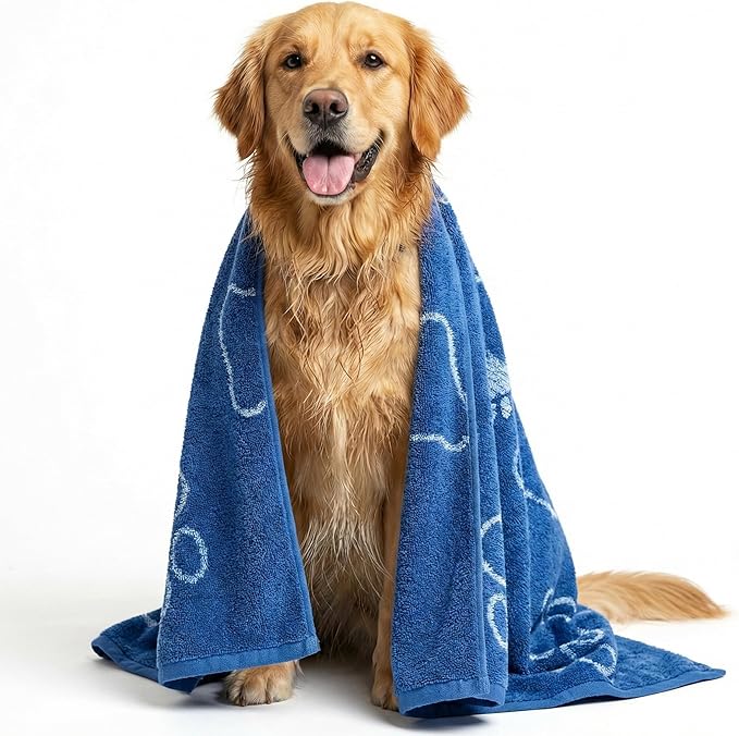 Delilah Home Drytek Dog Towel, Faster Drying, Ultra Absorbent & Odor-Resistant Dog Drying Towel Made from Recycled Bottles, Large 30x54, Quick-Dry & Sand-Resistant for Bath, Beach & Travel (Navy)