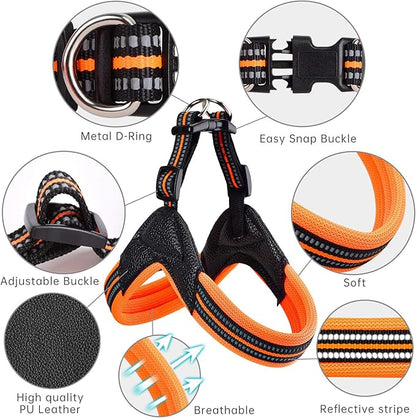 Dog Harness No Pull Ultra Soft Breathable Padded Pet Harness 2 Adjustable Botton, 3M Reflective Pet Harness for Dogs Easy Control for Small Medium Large Dogs
