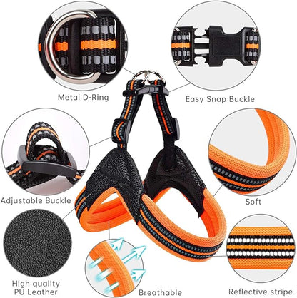Dog Harness No Pull Ultra Soft Breathable Padded Pet Harness 2 Adjustable Botton, 3M Reflective Pet Harness for Dogs Easy Control for Small Medium Large Dogs(S. Black)