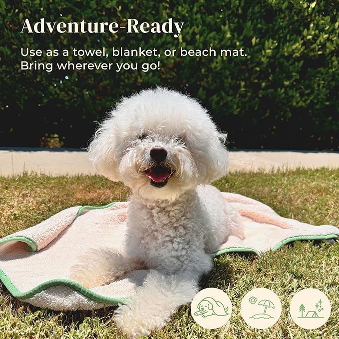 petora] Rub Me More Pet Spa Towels | Adorable Quick-Dry Dog Towels for Drying & Grooming | Soft Microfiber Towels for Dogs & Cats | 2-Piece Set for Body & Paws