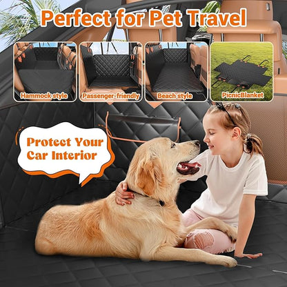 IJVAE Truck Back Seat Extender for Dogs Hard Bottom Holds 500lbs,Dog Car Seat Cover for Back Seat, Waterproof and Can be stored Dog Hammock for Car SUV