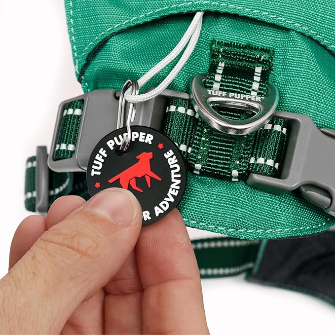 Tuff Pupper All-Day Wear Dog Harness | for Walking, Trail Running, Hiking | Front & Back Leash Clips | Reflective Trim | Easy On/Off Buckles | Lightweight Breathable | No Pull Design (XXS, Teal)