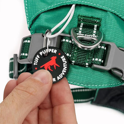 Tuff Pupper All-Day Wear Dog Harness | for Walking, Trail Running, Hiking | Front & Back Leash Clips | Reflective Trim | Easy On/Off Buckles | Lightweight Breathable | No Pull Design (XXXS, Teal)