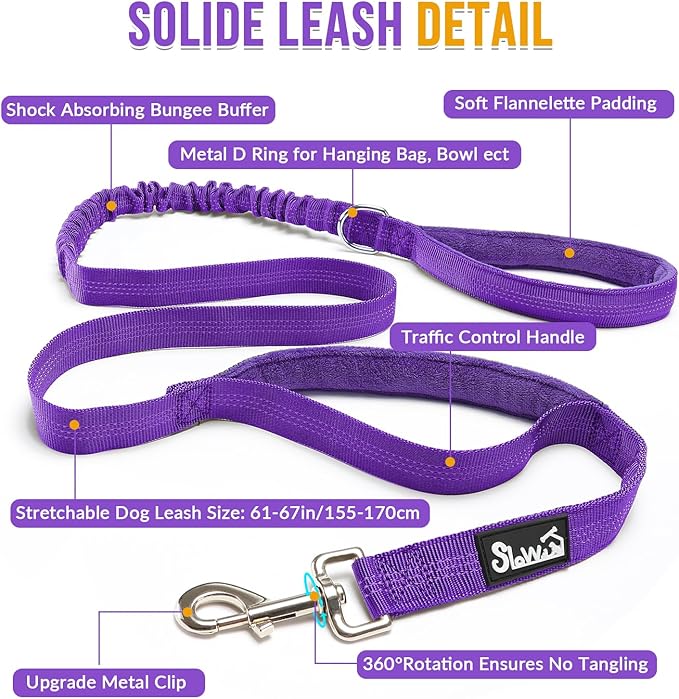 SlowTon No Pull Dog Harness - Heavy Duty Dog Harness and Leash Set for Medium Large Dogs, Reflective Tactical Harness with Soft Padded and Front Clip for Easy Walk and Training (PU, M)
