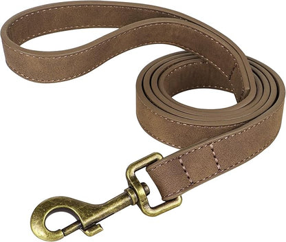Didog PU Leather Dog Leash, Colorful Heavy Duty Dog Leash 4ft, Strong and Durable Faux Leather Lead, Walking and Training Lead for Small Medium Dogs,Brown