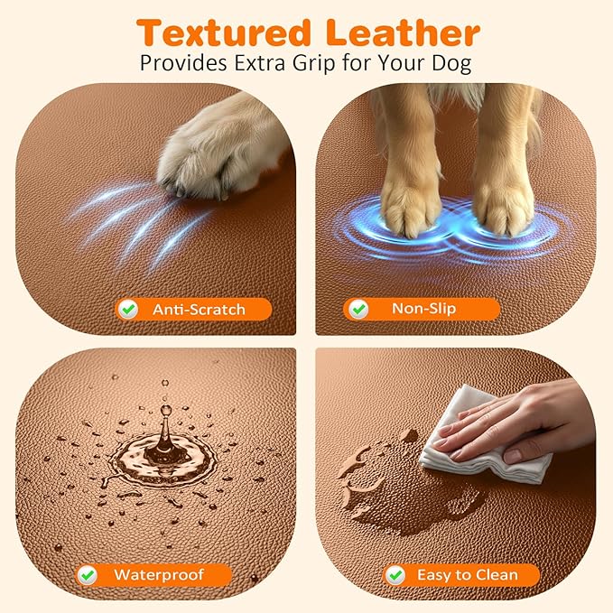 URPOWER PU Leather Backseat Extender for Dogs, Hard Bottom Dog Car Seat Cover for Back Seat, Waterproof Dog Car Hammock Anti-Scratch Pet Rear Seat Protector Travel Bed for Car and SUV