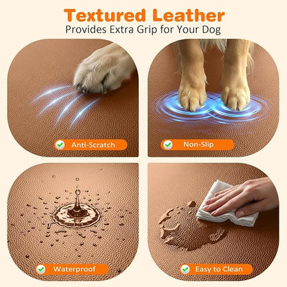 URPOWER PU Leather Backseat Extender for Dogs, Hard Bottom Dog Car Seat Cover for Back Seat, Waterproof Dog Car Hammock Anti-Scratch Pet Rear Seat Protector Travel Bed for Car and SUV