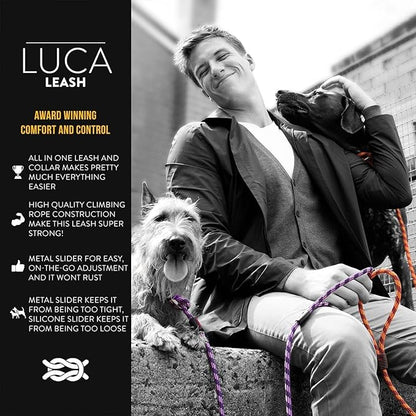 EzyDog Luca Slip Lead Dual Function Premium Heavy Duty Rope Leash for Dogs That Pull Slip Leash & Gentle Lead Head Halter, for Medium and Large Dogs (5.5ft x .33', Orange)