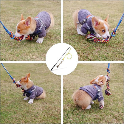 DIBBATU Flirt Pole for Dogs Interactive Dog Toys for Large Medium Small Dogs Chase and Tug of War, Dog Teaser Wand with Lure Chewing Toy for Dog Outdoor Exercise 1 pcs