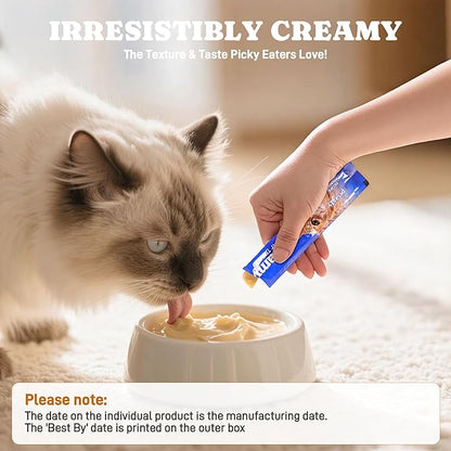 PETASTY Squeezable Stick Lickable Cat Treats, Grain-Free, Chicken Soft Creamy Puree with Vitamin E, High Protein Wet Cat Treat, No Artificial Additives for Daily Interactive Training Reward, 20 Tubes