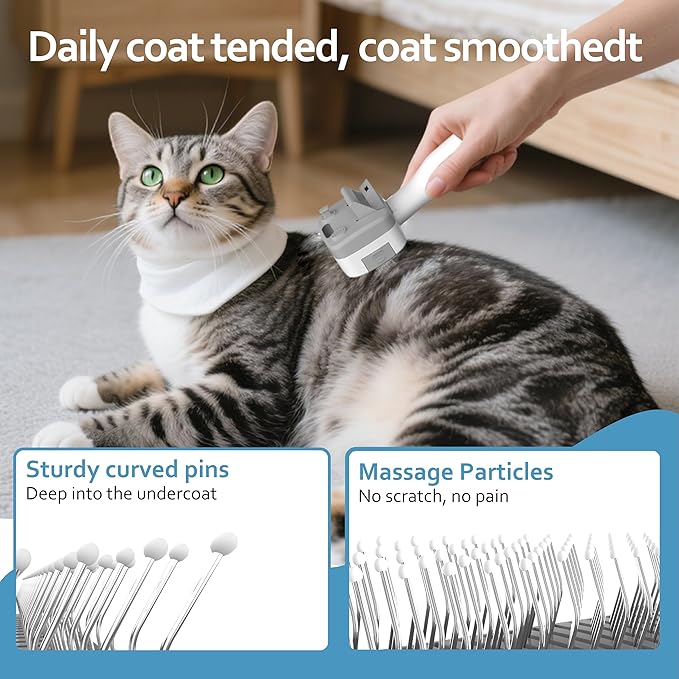 Pawimood Pet Steam Brush for Dogs & Cats, 3-in-1 Steam Grooming Brush for Shedding & Hair Removal - Self Cleaning Spray Comb with Mist for Long Haired Pets - Includes Pet Essence