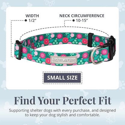 Lucky Love Dog - Adjustable Dog Collar with Easy Click Buckle for Small Dogs, Durable, & Comfortable for Male & Female Dogs, Pet Collar for Puppies & Adult Ones - Penny, Small