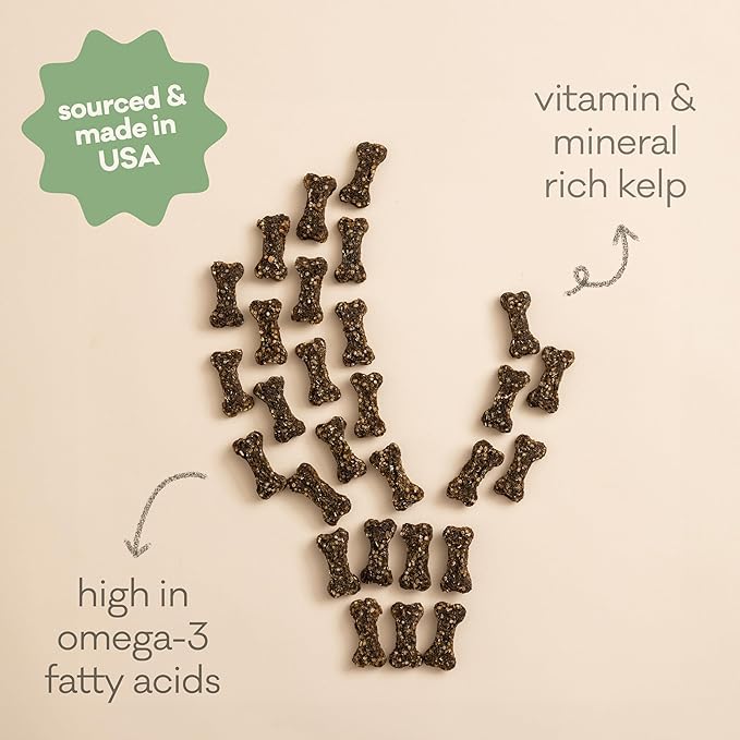 Polkadog Green Monstah Bone Shaped Dog Treats – Crunchy, All Natural, Limited Ingredient Healthy Treats. Handcrafted & Made in USA. Made with Kelp & Green Crab, High in Omega-3, Hypoallergenic – 7oz