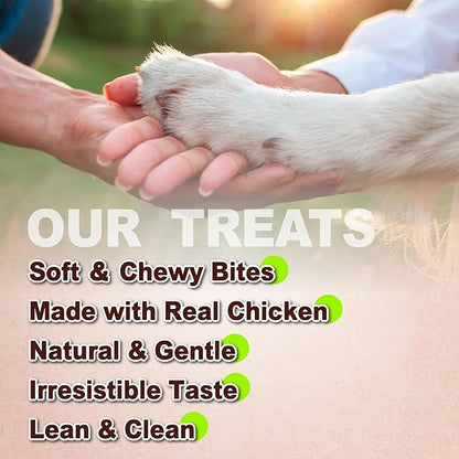 A Freschi srl Soft Chicken Dog Treats, All Natural, High-Protein, Healthy & Easily Digestible, Grain-Free Puppy Chews, Human Grade Training & Rewards Dog Snacks, Chicken Knots, 16 oz Pack