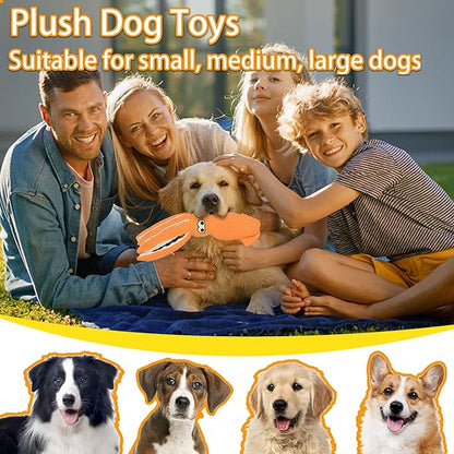 SUNKYPUP Large Plush Squeaky Dog Toy - Durable Stuffed Chew Toy for Small, Medium, Large Dogs and Puppies (Orange)