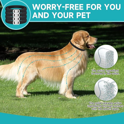 Flea and Tick Prevention for Dogs, 4 Pack Flea Collar for Dogs, Dog Flea and Tick Treatment, 32 Months Protection, Waterproof, Adjustable Collar for Dog, One Size Fits All for All Breeds, Black
