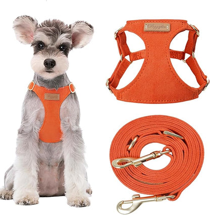 Puppytie No Pull Dog Harness with Multifunction Dog Leash,Soft Adjustable No Choke Escape Proof Pet Harness Vest for Medium Dogs or Large Dogs,Orange,M