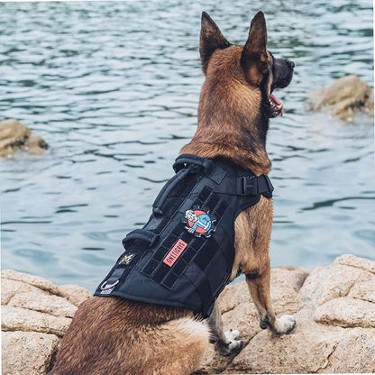 OneTigris Large Tactical Dog Harness, No Pulling Adjustable Dog Vest Harness, Heavy Duty Dog Harness with Handle, Large Hook and Loop Panels for Patch Grey