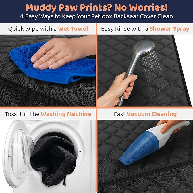Petloox XL Dog Car Seat Cover for Back Seat, Waterproof Hammock for Car, SUV & Truck, Non-Slip Backseat Cover for Dogs, Heavy-Duty Dog Hammock Style Seat Protector Pets, Easy to Install & Clean