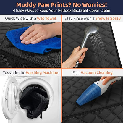 Petloox XL Dog Car Seat Cover for Back Seat, Waterproof Hammock for Car, SUV & Truck, Non-Slip Backseat Cover for Dogs, Heavy-Duty Dog Hammock Style Seat Protector Pets, Easy to Install & Clean