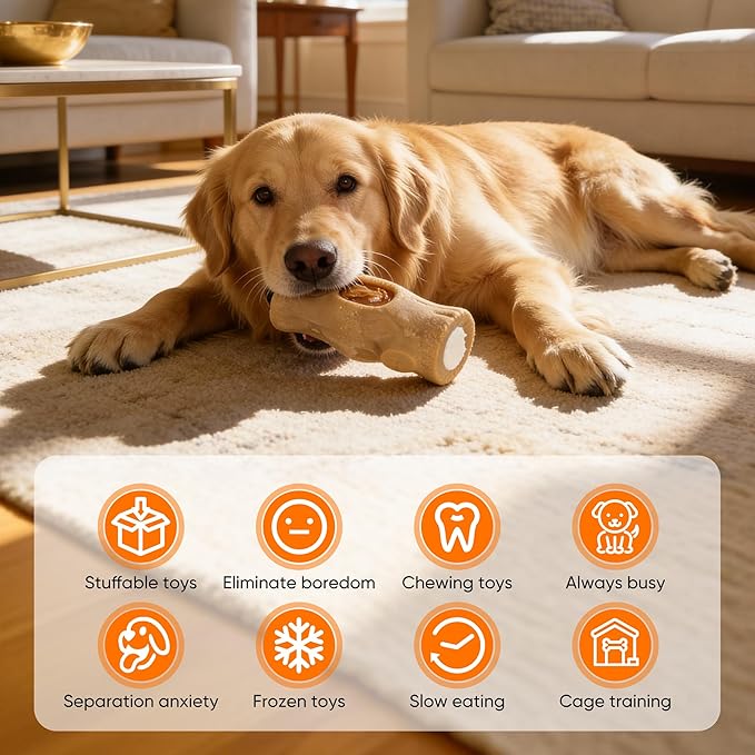 2-Pack Indestructible Chew Toys for Aggressive Chewers - Dog Toys to Keep Them Busy with Durable Nylon & Treat Dispenser to Relieve Boredom & Anxiety