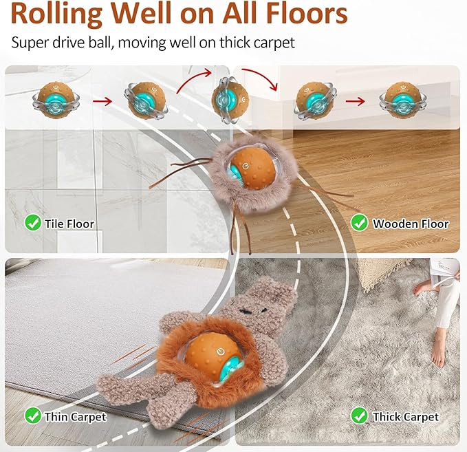 Interactive Cat Toys for Indoor Cats, Electric Cat Mouse Toy, Automatic Kitten Toys for Bored Indoor Adult Cats, Motion Activated, Fast Rolling On Carpet, USB Rechargeable