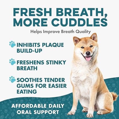 Dog Bad Breath & Dental Care Solution, Supports Canine Oral Health, Relieves Stinky Breath, Tooth Pain, Red Swollen Gums, Helps Reduce Plaque and Gingivitis, 400 Odorless, Tasteless Easy to Use Pills