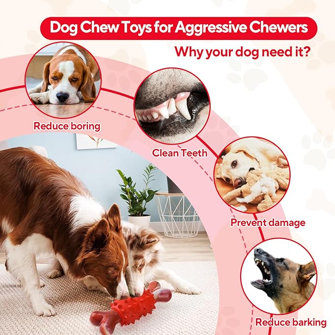 LIFLIX Dog Toys for Aggressive Chewers, Tough Indestructible Dog Chew Toys, Durable Nylon & Rubber Teething Toys for Large Medium Breed, Bone Shape