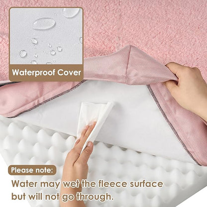 EHEYCIGA Orthopedic Dog Beds for Large Dogs with Removable Washable Cover for Crate, Pink, 35x23