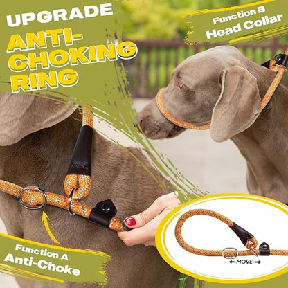 Fida Durable Slip Lead Dog Leash, 6 FT x 3/8" Heavy Duty Dog Loop Leash, Comfortable Strong Rope Slip Leash for Small Dogs and Puppies, No Pull Pet Training Leash with Highly Reflective (3/8", Orange)