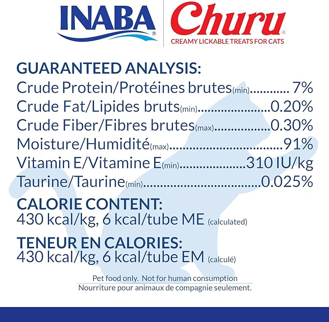 INABA Churu Cat Treats, Grain-Free, Lickable, Squeezable Creamy Purée Cat Treat/Topper with Vitamin E & Taurine, 0.5 Ounces Each Tube, 40 Tubes, Tuna Variety Box