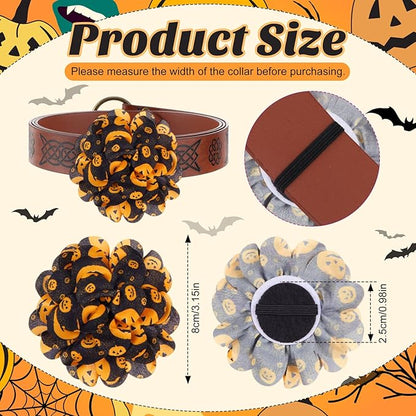 50 Pieces Halloween Dog Collar Flowers Bulk Pumpkin Dog Charms Grooming Accessories Bow Tie Flower for Puppy Pets Cat Collar Attachment Embellishment Halloween Party Costume