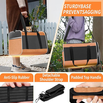 GAPZER Large Cat Carry Bag, Soft Shell Shih-Tzu Pet Transport Crate, 18x12x12 Top Opening Maltese-Dog Traveling Mesh Kennel 10 Pound, Big Bunny Rabbit Carrying Case Animal Carrier Kitty Product Orange
