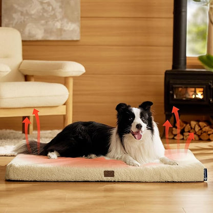 Bedsure Self Warming Dog Beds Large Sized Dog - Comfy Puppy Beds with Removable Washable Cover, Orthopedic Egg Crate Foam Pet Mat, Suitable for Pet Up to 65 lbs (Non Electric)
