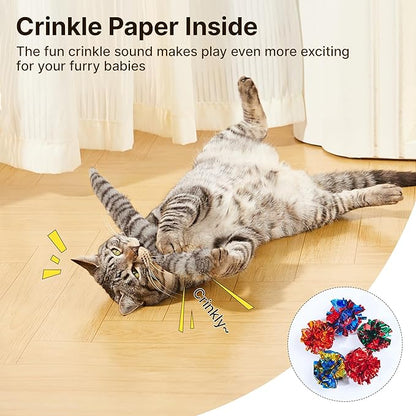 Potaroma Lifelike Tail Simulation Cat Toys for Halloween, Pack of 3, Fluffy Durable, Crinkle Sound with Catnip Inside, Interactive Indoor Kitten Kicker for Kitty Exercise 9.8 Inches
