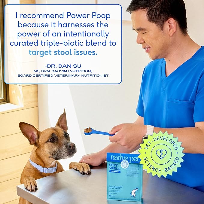 GutWell Power Poop - Digestive Enzymes & Fiber for Dogs - Dog Fiber Supplements Help with Diarrhea Relief, Upset Stomach, Pet Gas & Gut Health with Targeted Triple-Biotic Blend & M-Fiber - 120 Scoops