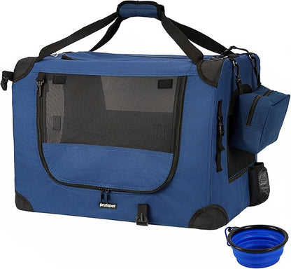 Prutapet Large Cat Carrier 24"x16.5"x16.5" Portable Dog Crate for Small Medium Dogs Collapsible Traveling Pet Crate with Collapsible Bowl