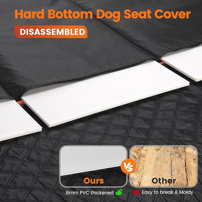 CUIOFREE Dog Seat Cover for Back Seat Hard Bottom,Holds 500 lbs,Waterproof Dog Car Seat Cover for Back Seat Extender,Scratch-Proof Pet Hammock for Car,SUV,Truck - with Mesh Window & Storage,Black