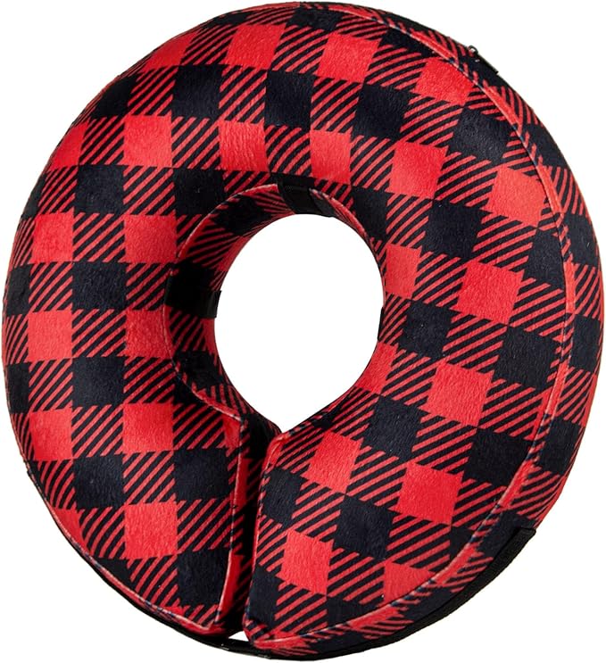 BENCMATE Inflatable Dog Cone Collar Alternative, Soft Dog Cone for Small Medium Large Dogs and Cats, Neck Recovery ECollar Donut Collar After Surgery (Medium, Plaid)
