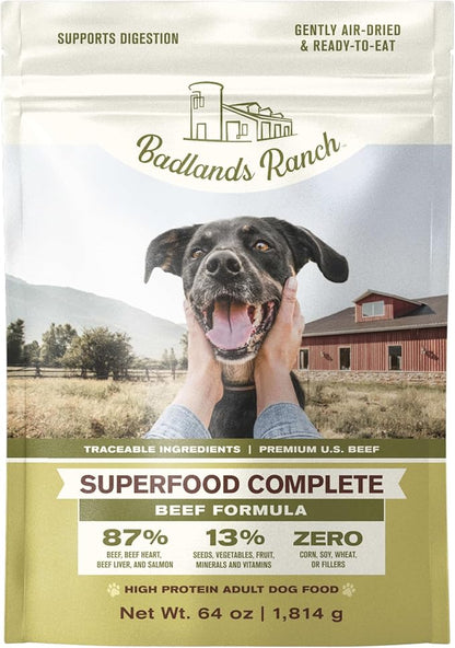 BADLANDS RANCH by Katherine Heigl – Superfood Complete Air-Dried Beef Dog Food – High Protein with Superfoods for Daily Wellness & Consistent Nutrition – 64 oz